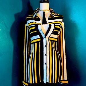 Yellow Black & White (Pen Stripe Blouse)